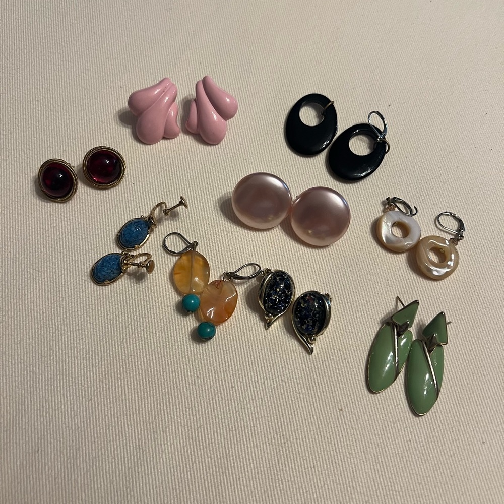 Lot Of Vintage Art Deco Costume Jewelry Earrings
